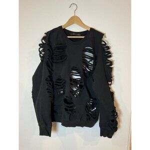 Jun Nakayama Distressed Crewneck Sweatshirt Black Size Small Medium S/M